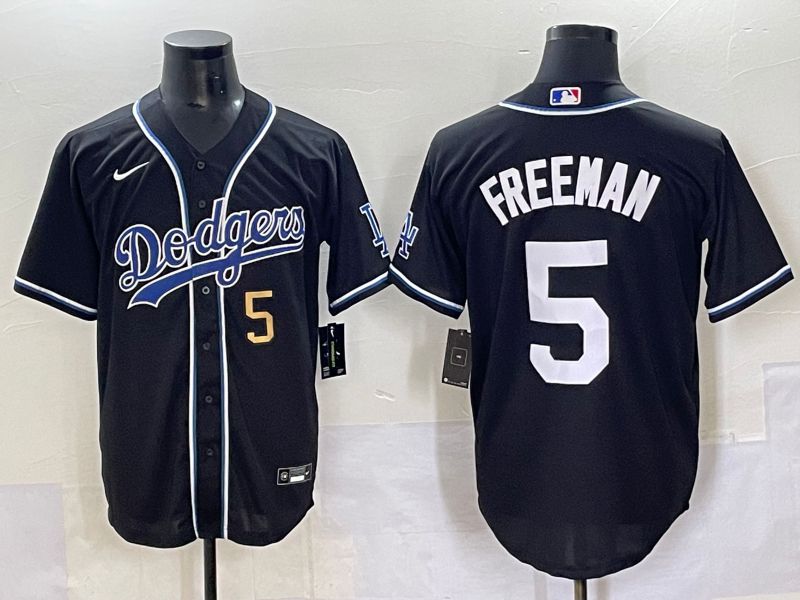 Men 2025 Los Angeles Dodgers #5 Freeman Black Three generations Fashion Nike MLB Jersey style 7045